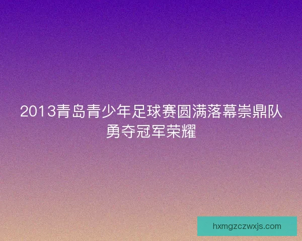 2013青岛青少年足球赛圆满落幕崇鼎队勇夺冠军荣耀